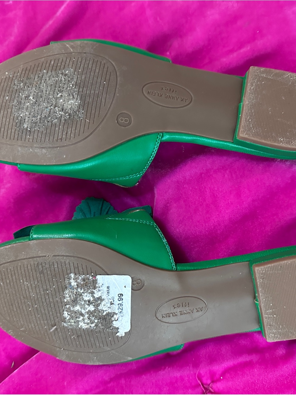 Anne Klein Emerald Green Floral Slide Mules sz 8 - Picture 5 of 5